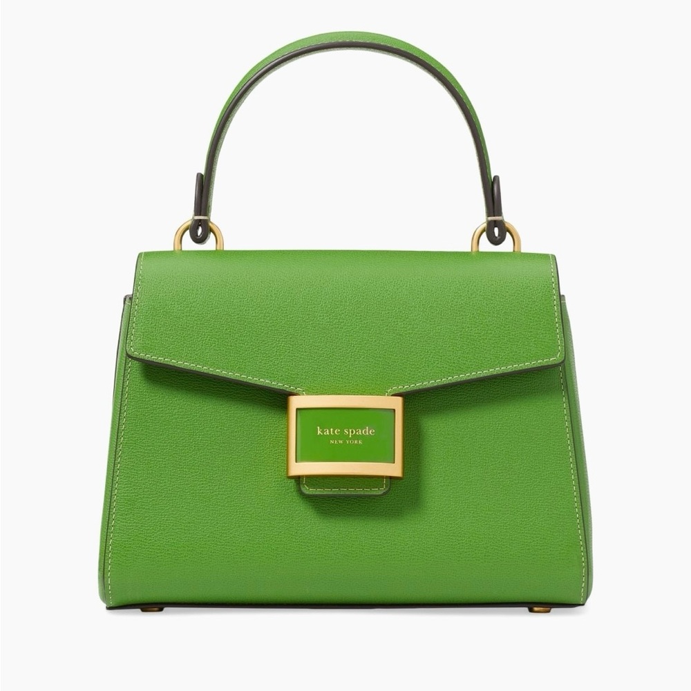 Kate spade Katy green textured leather medium top handle bag